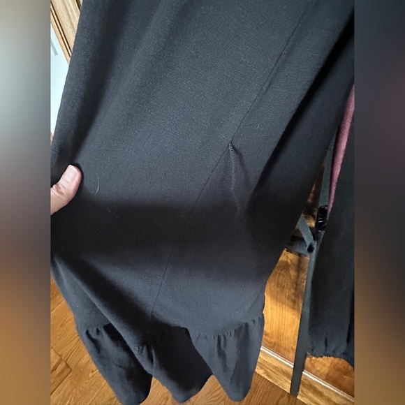 LOFT Black Long Sleeve Button-Front Tie-Waist Shirt Dress - Picture 7 of 7